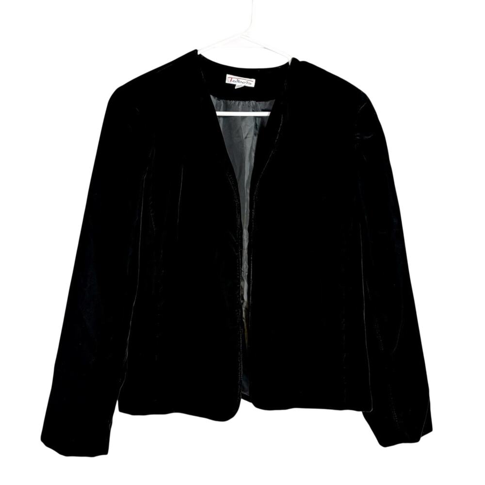 Talbots Black Velvet Velour Elegant Coat C2